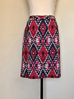 Van Heusen Studio Geometric Pencil Skirt in Red & Black Like New